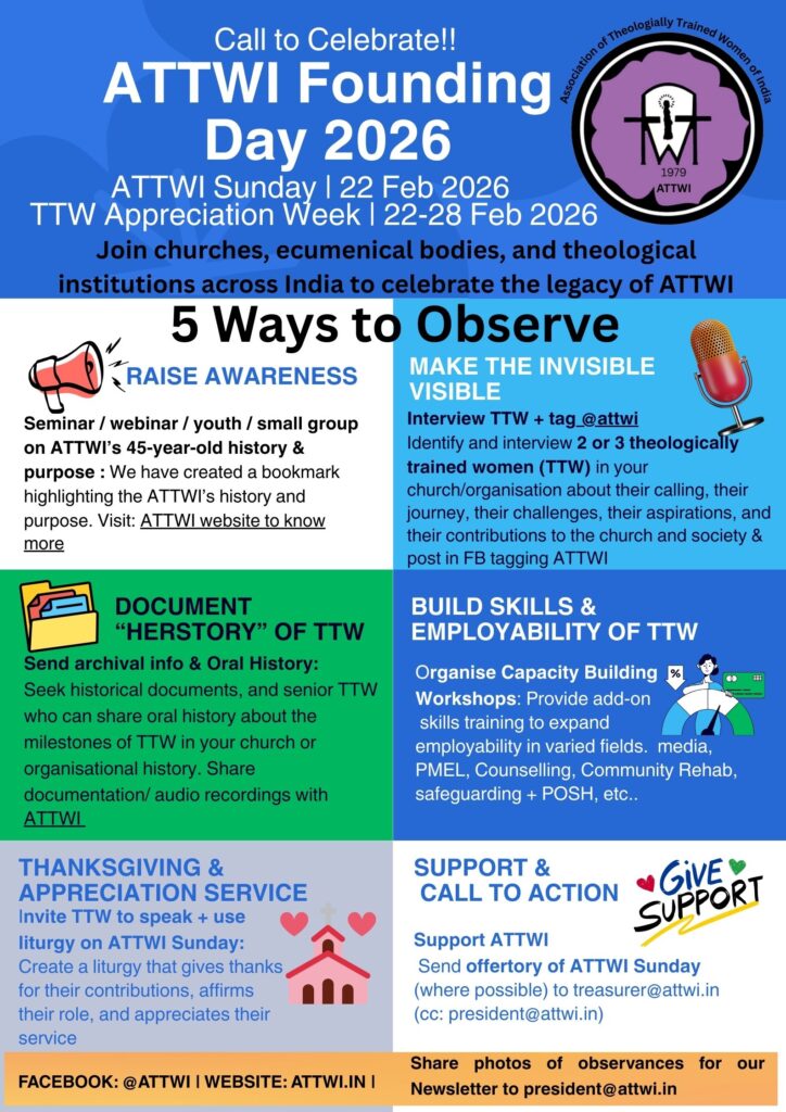 ATTWI Founding Day 2026 - Call to Observe poster with 5 Suggestions for ways to observe the day